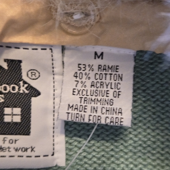 Vintage Storybook Knits Womens Mint Green Cardigan Floral Sz M Faux Fur Collar - Picture 11 of 13